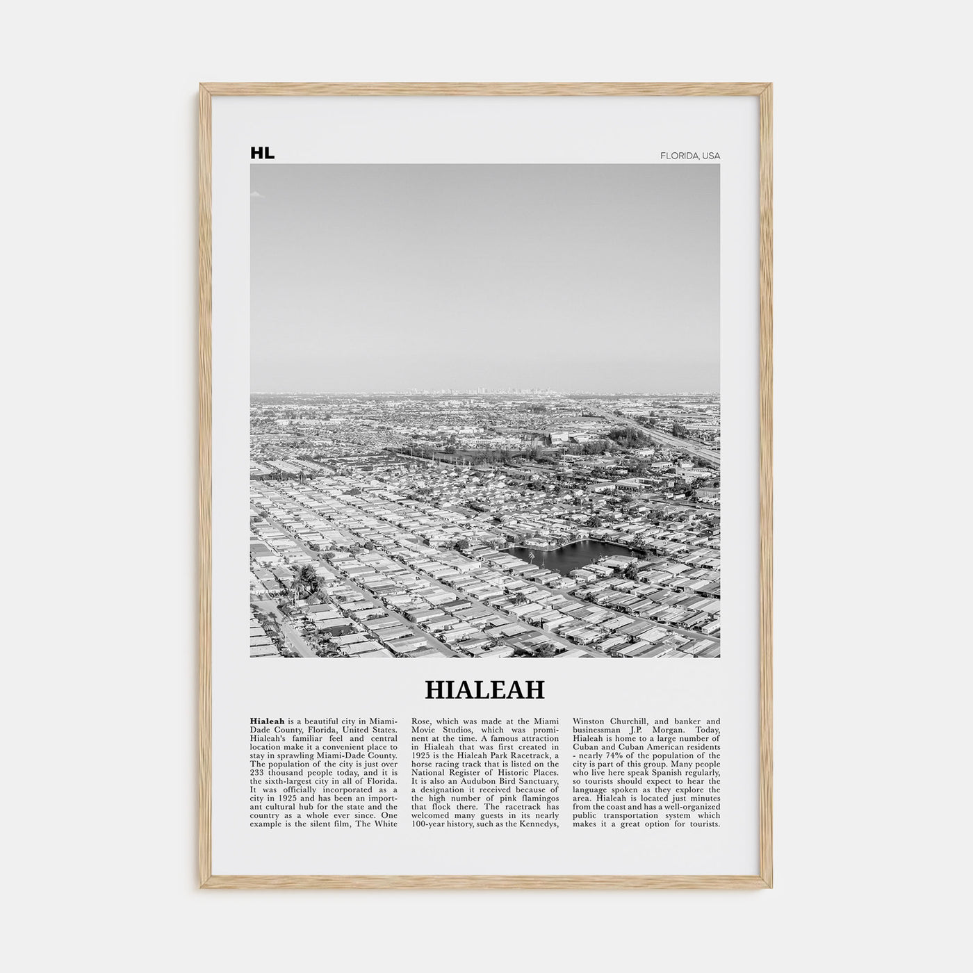 Hialeah Travel B&W Poster
