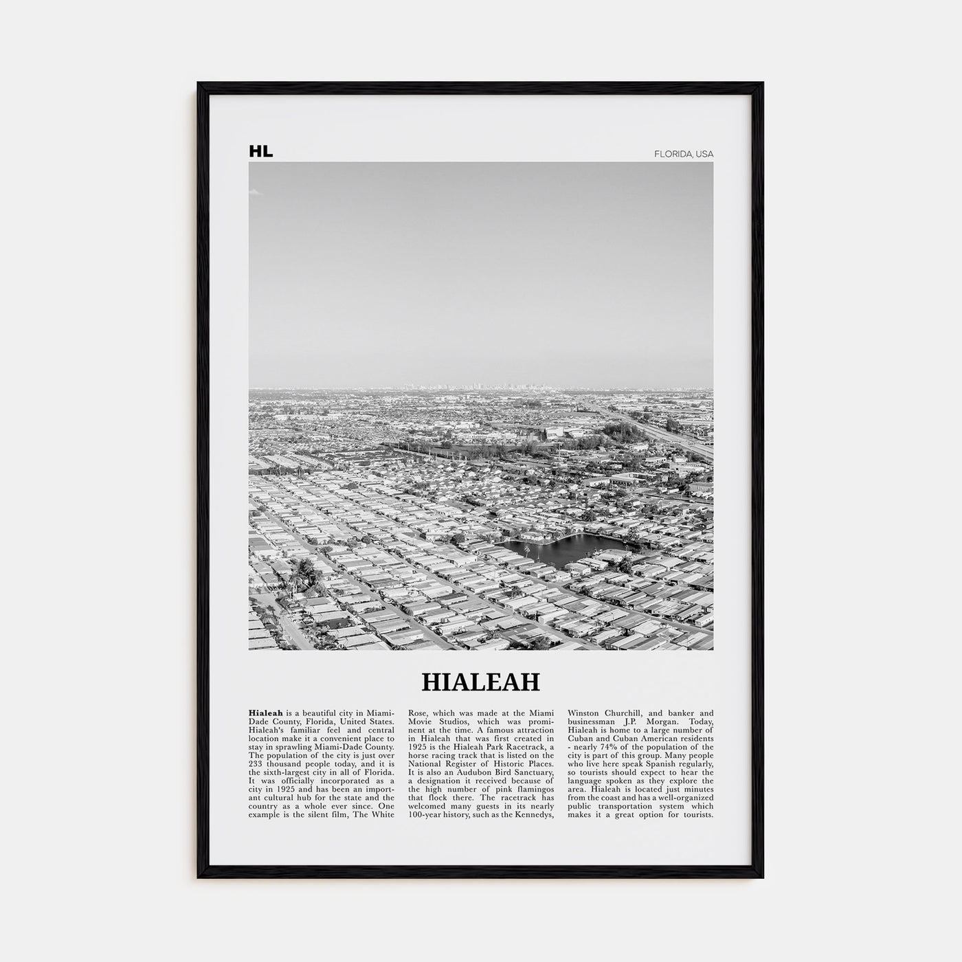 Hialeah Travel B&W Poster