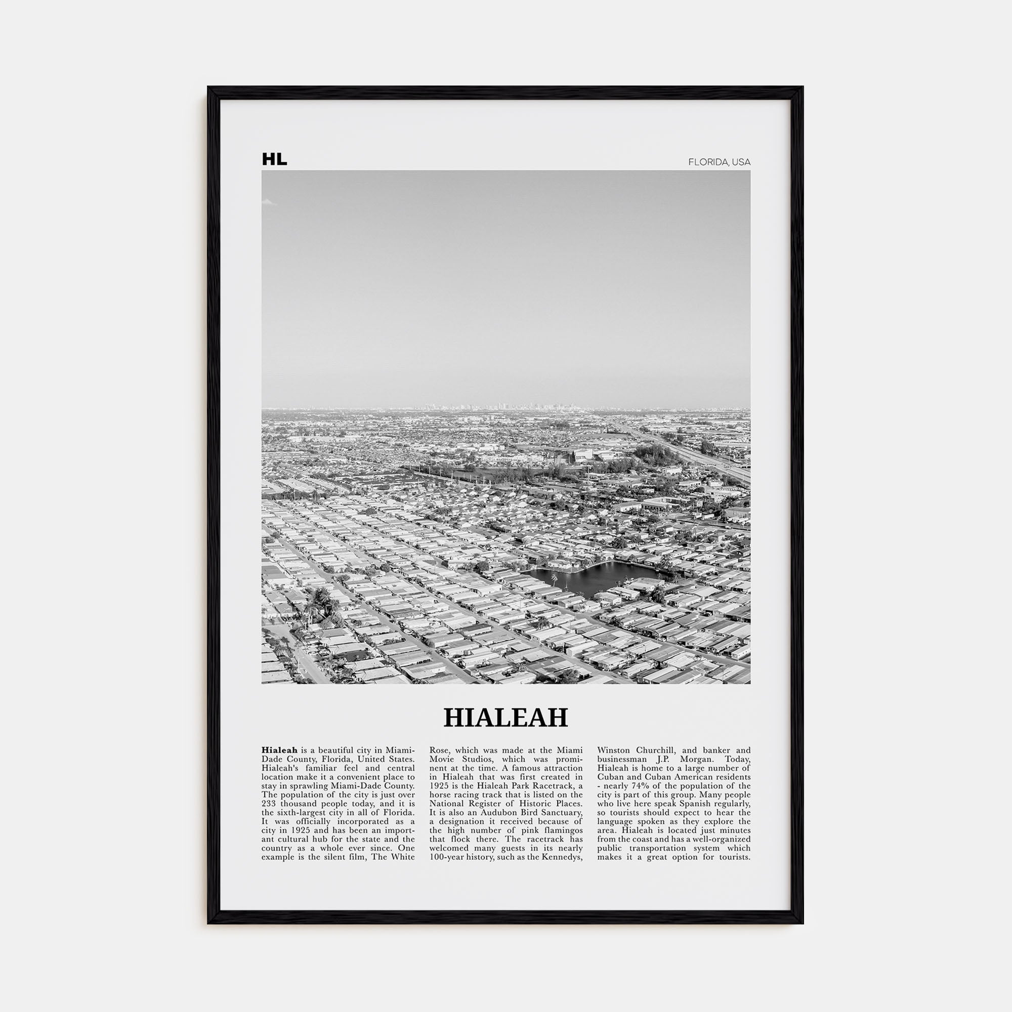 Hialeah Travel B&W Poster