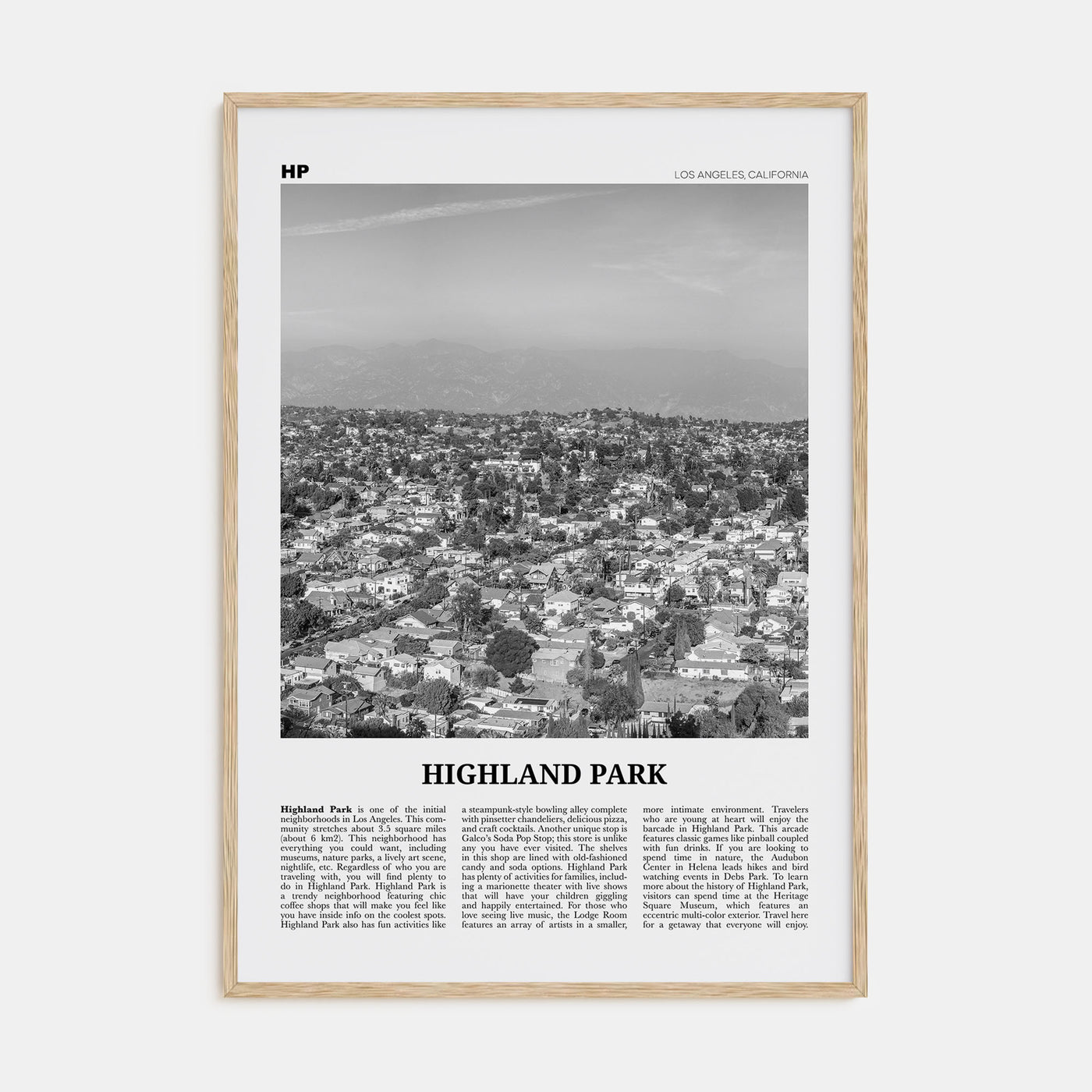 Highland Park Travel B&W Poster