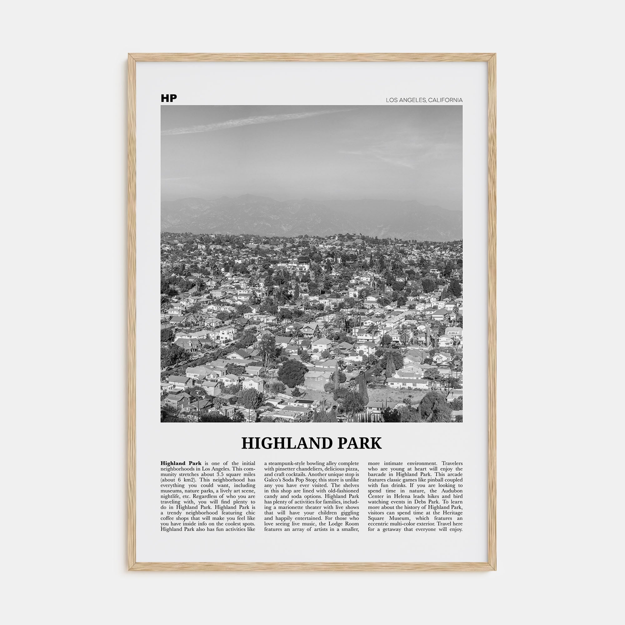 Highland Park Travel B&W Poster