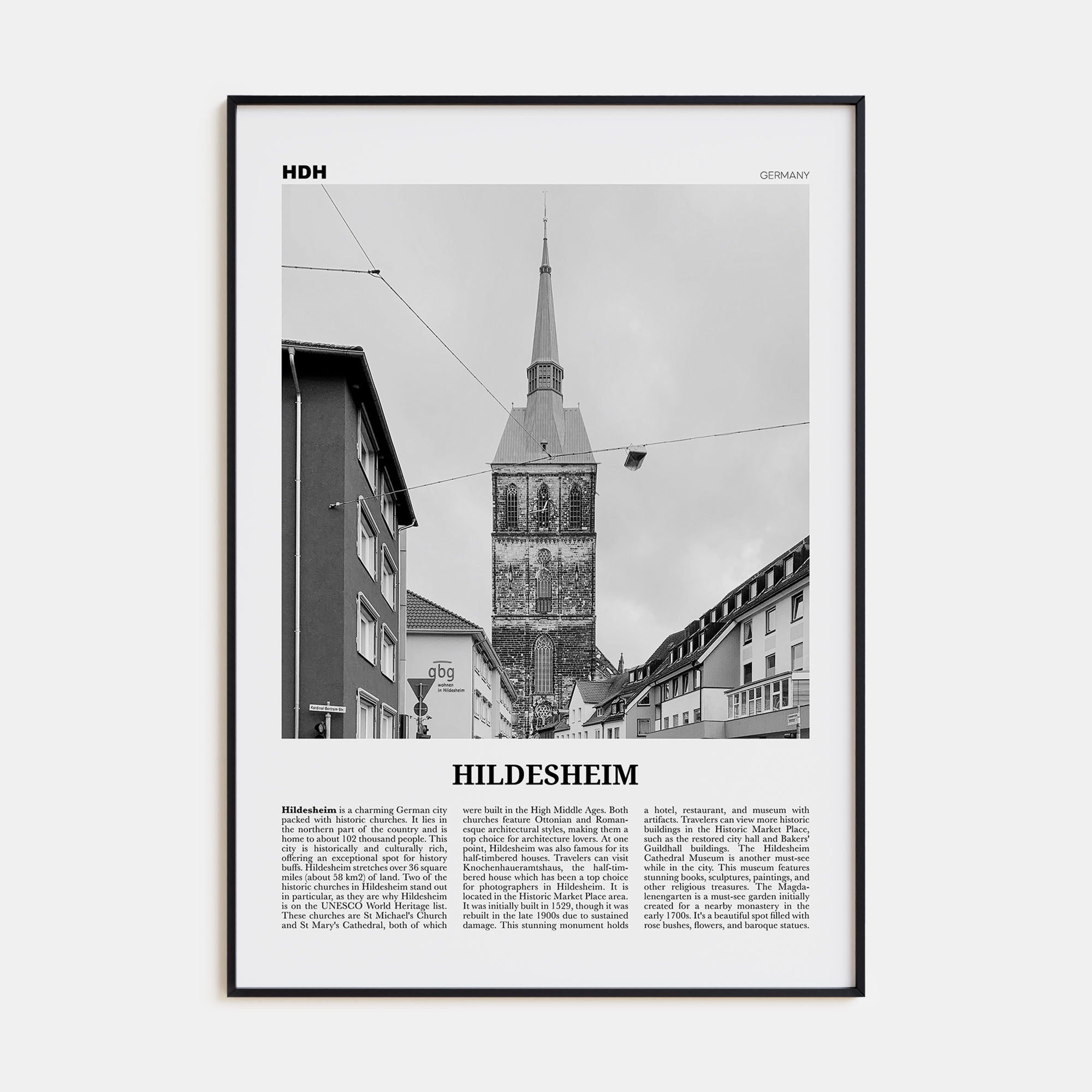 Hildesheim Travel B&W Poster