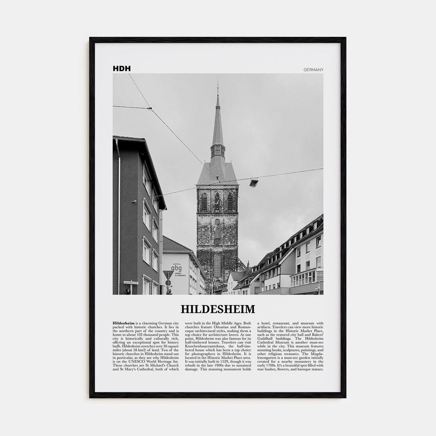 Hildesheim Travel B&W Poster