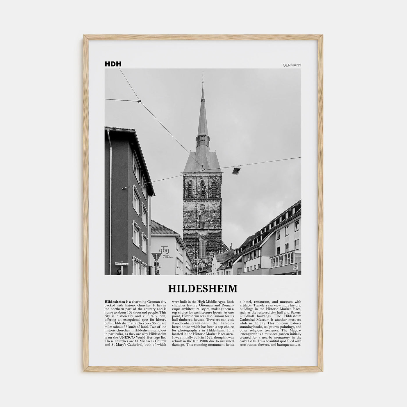Hildesheim Travel B&W Poster