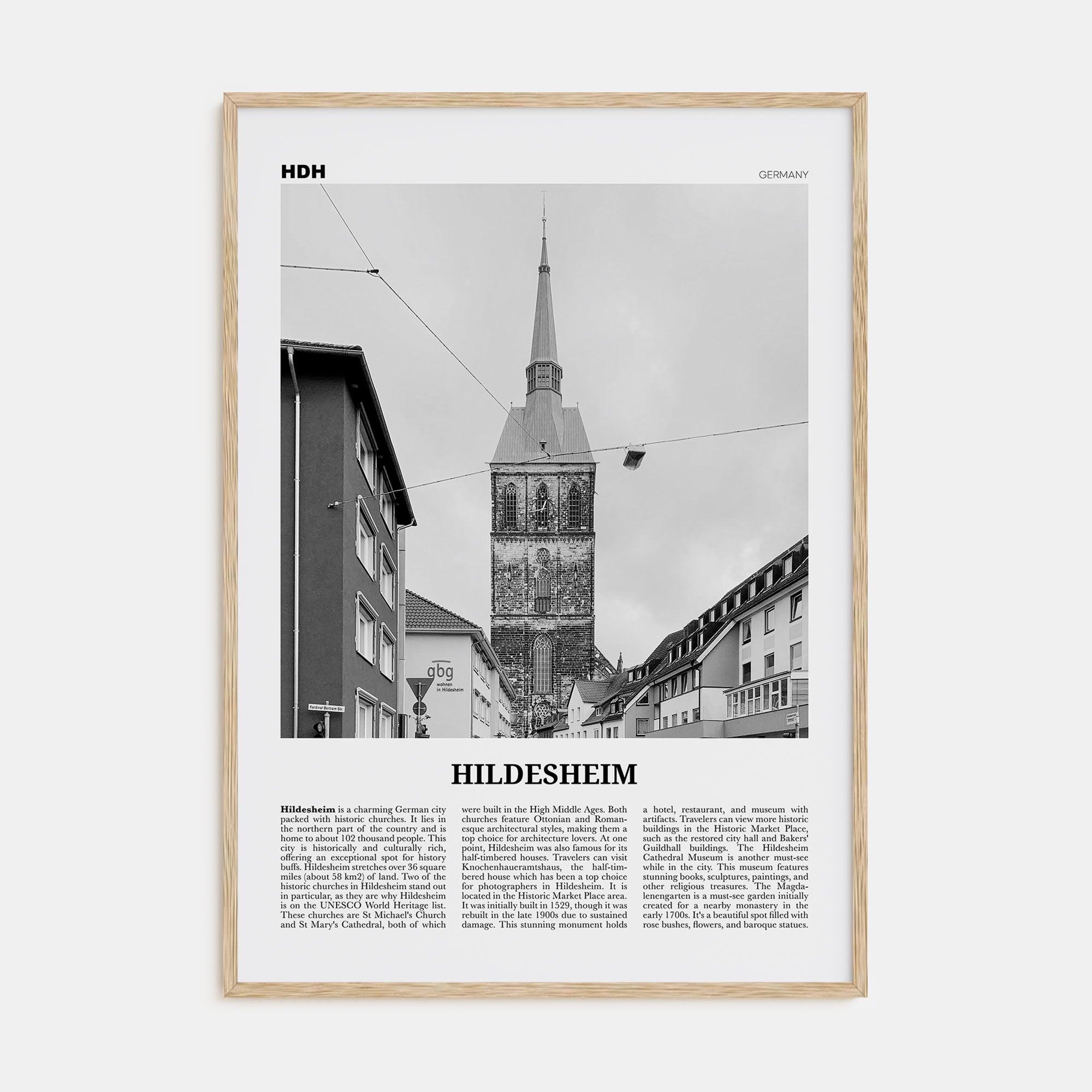 Hildesheim Travel B&W Poster