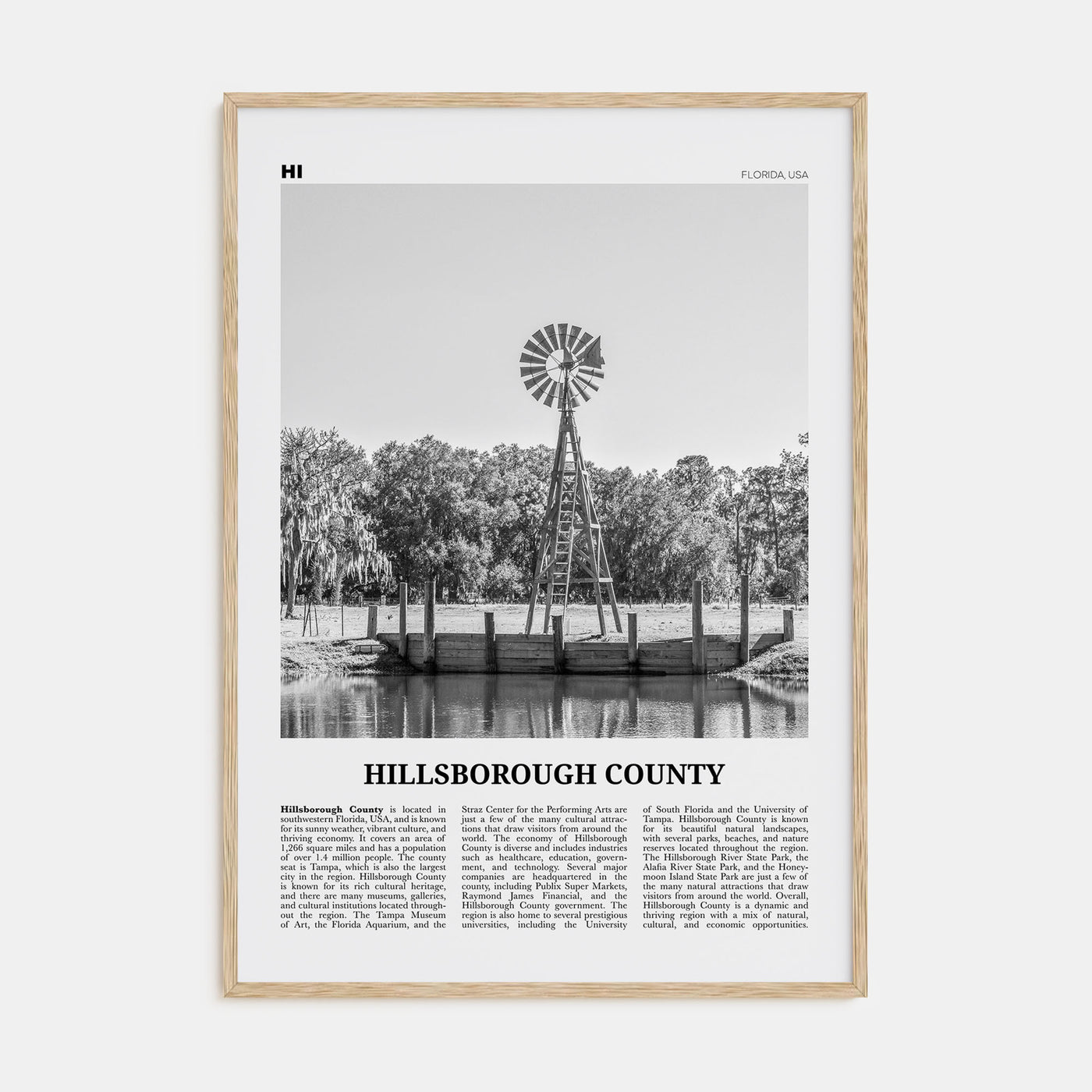 Hillsborough County Travel B&W Poster