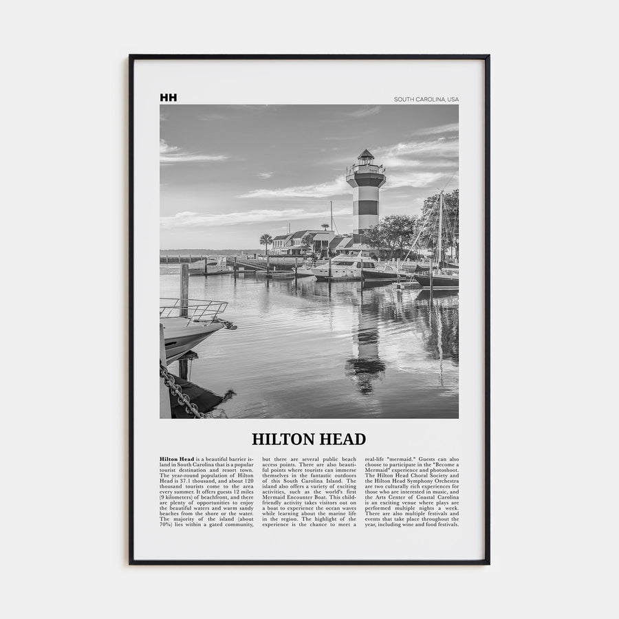 Hilton Head Island Travel B&W Poster