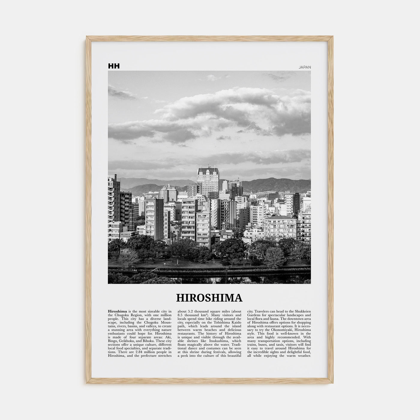Hiroshima Travel B&W Poster