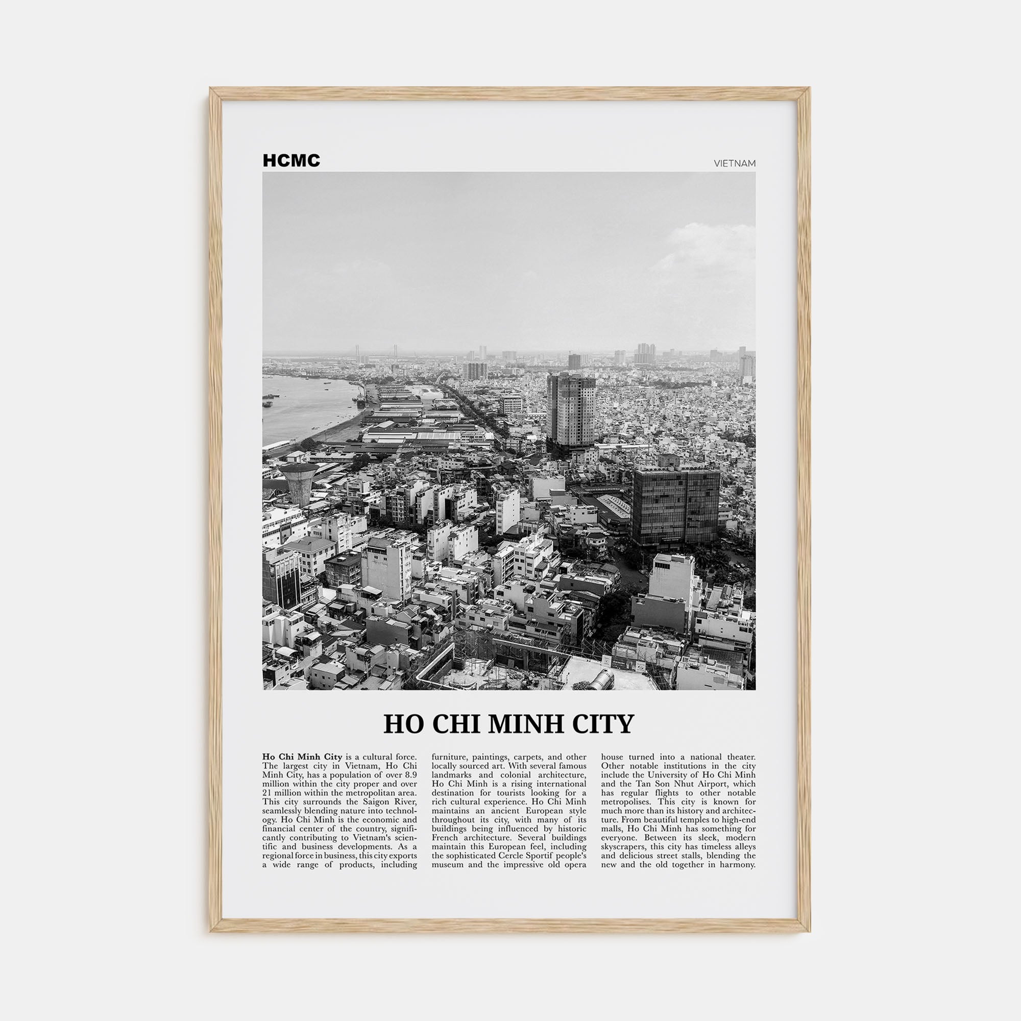 Ho Chi Minh City Travel B&W Poster