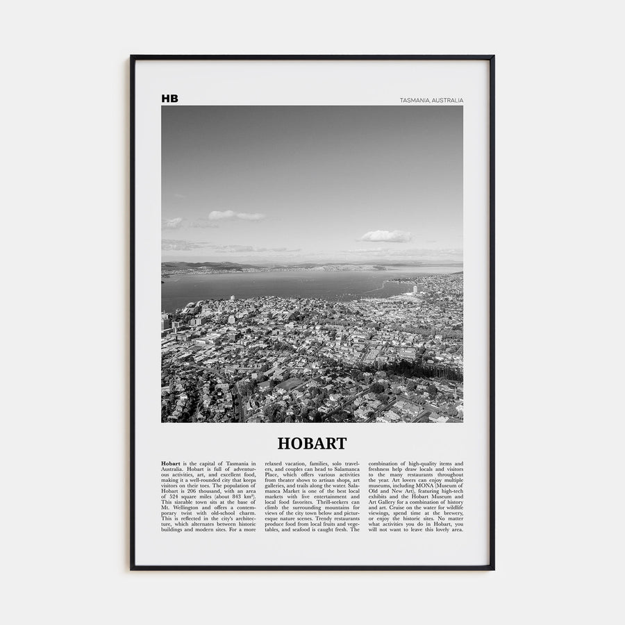 Hobart Travel B&W Poster