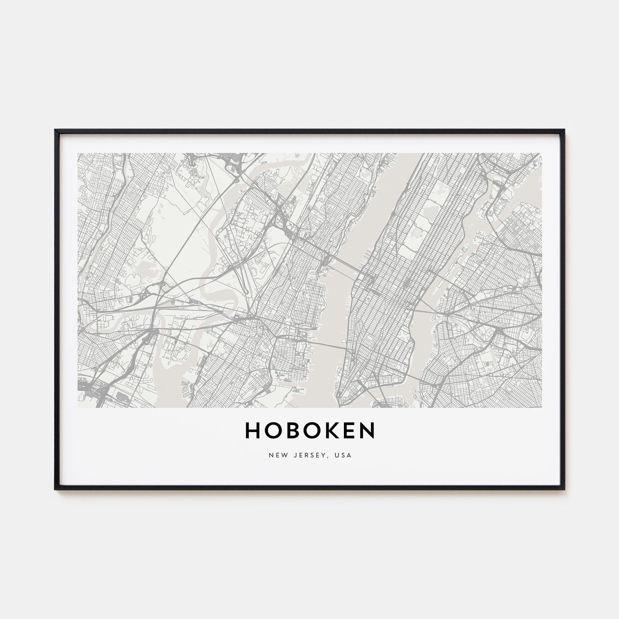 Hoboken Map Landscape Poster