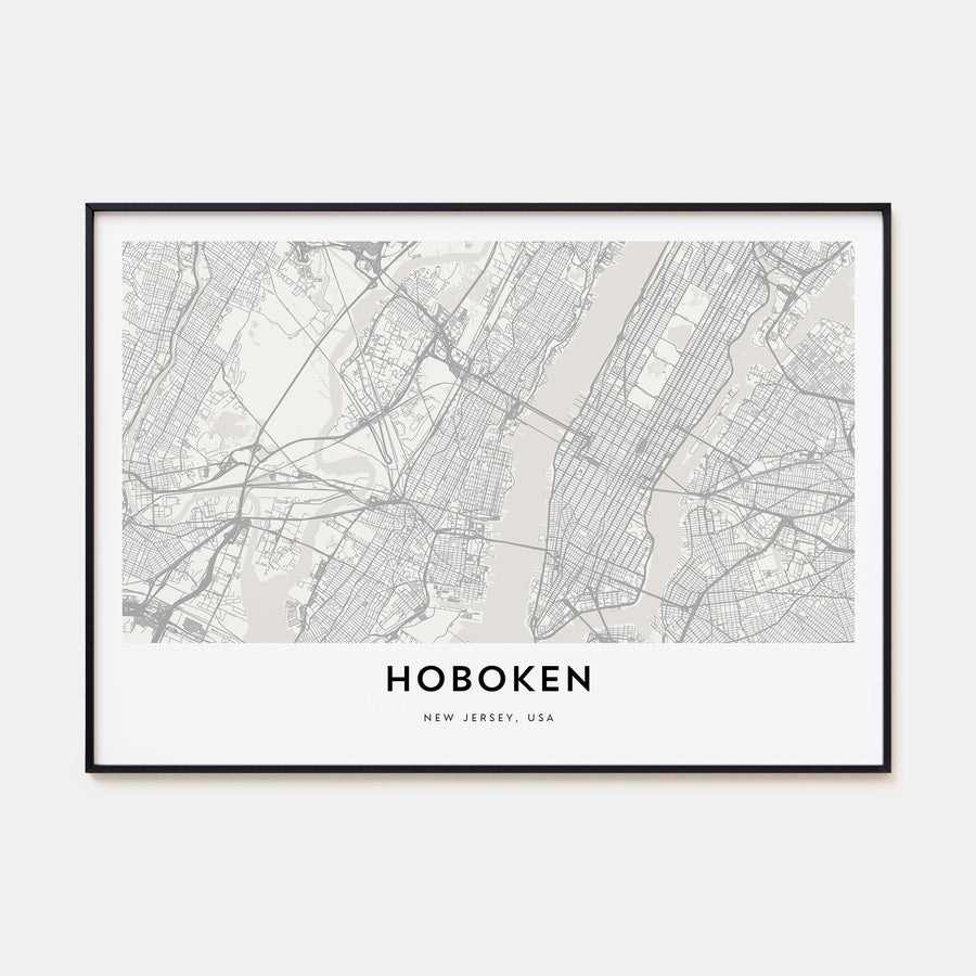 Hoboken Map Landscape Poster