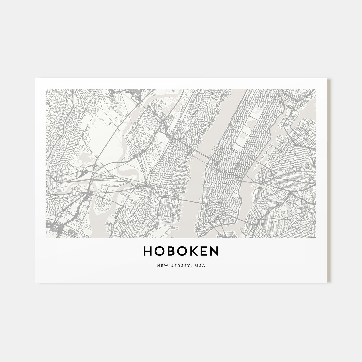 Hoboken Map Landscape Poster