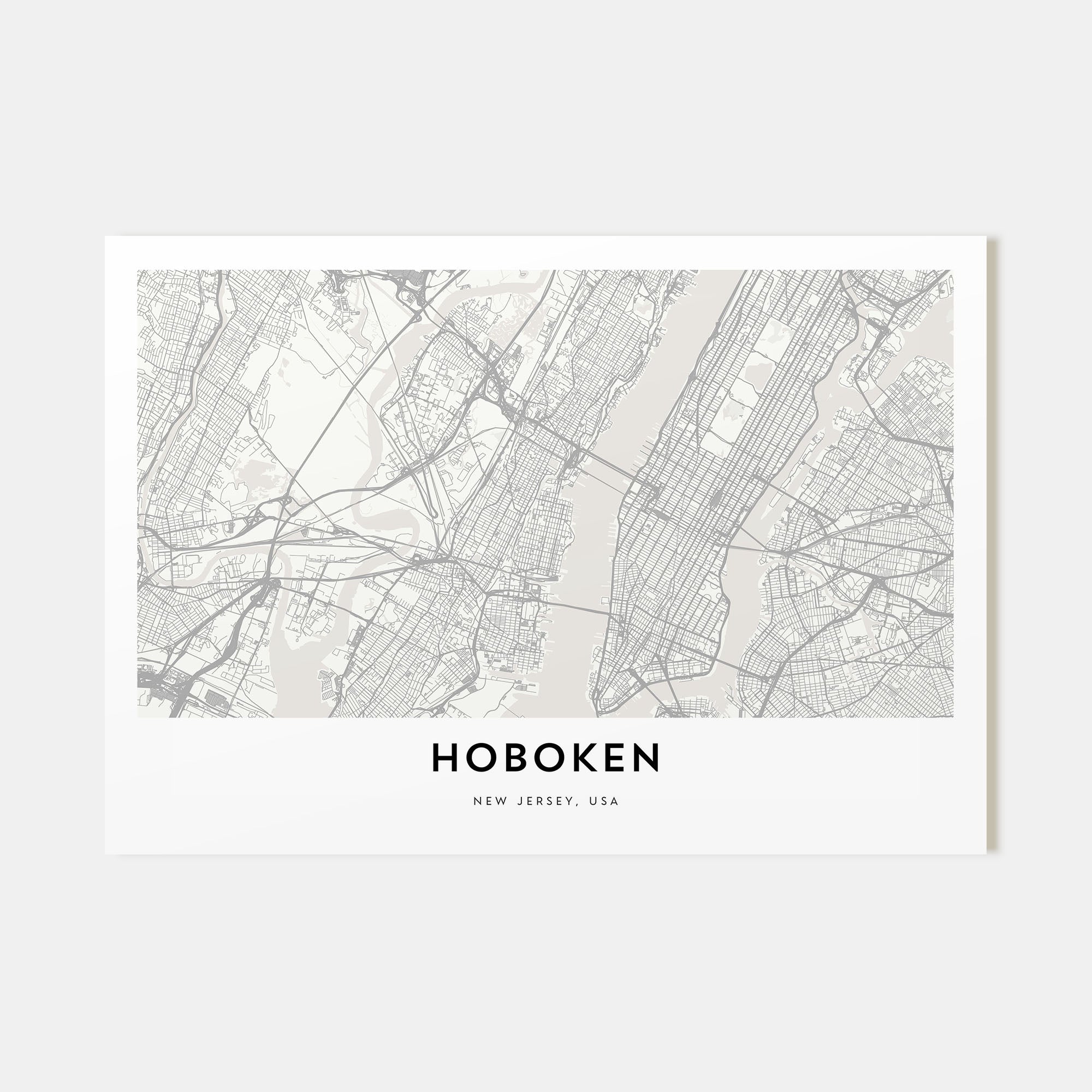 Hoboken Map Landscape Poster