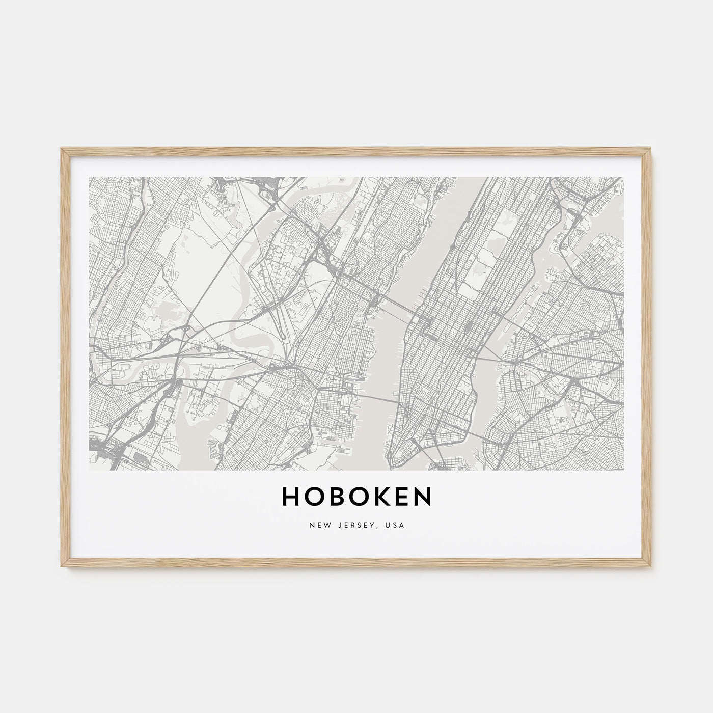 Hoboken Map Landscape Poster