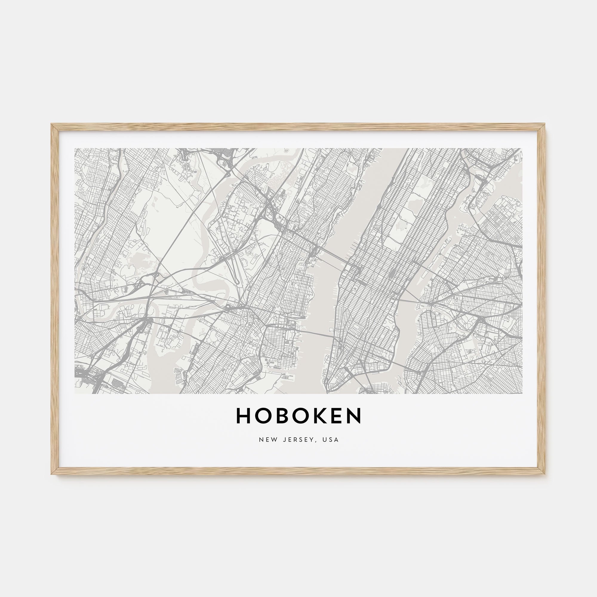 Hoboken Map Landscape Poster