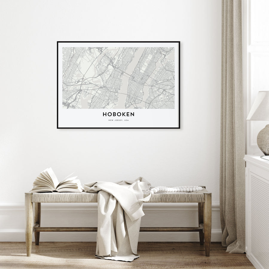 Hoboken Map Landscape Poster