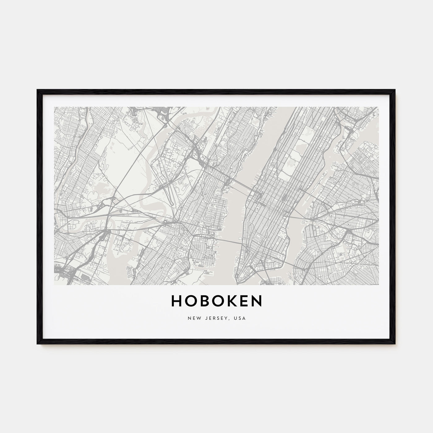 Hoboken Map Landscape Poster