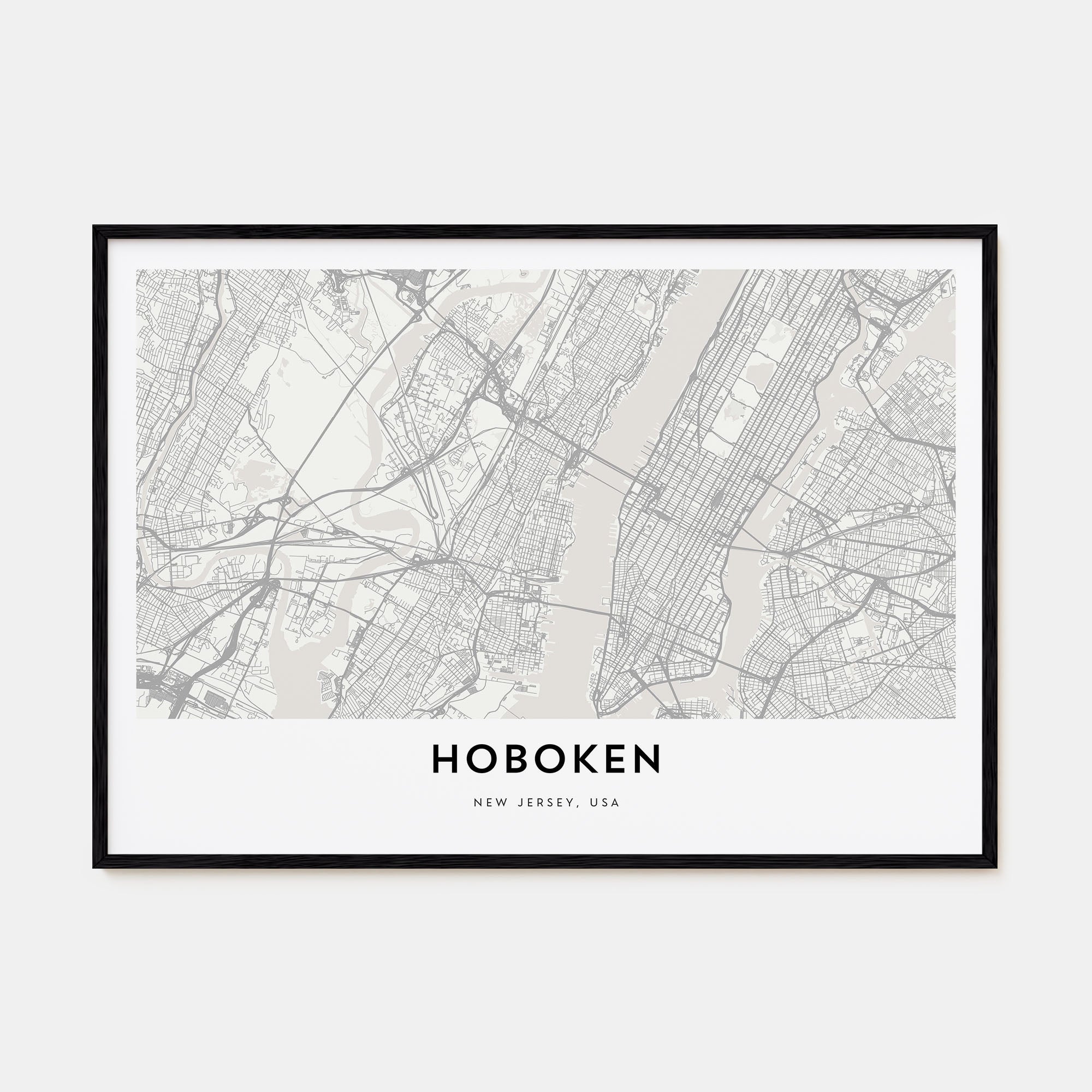 Hoboken Map Landscape Poster