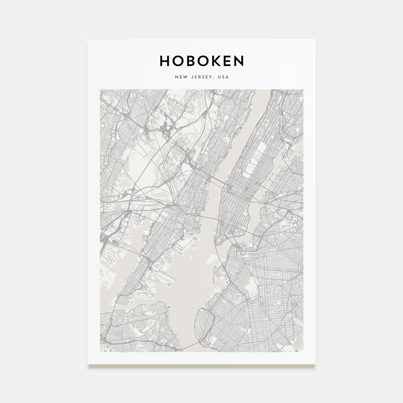 Hoboken Map Portrait Poster