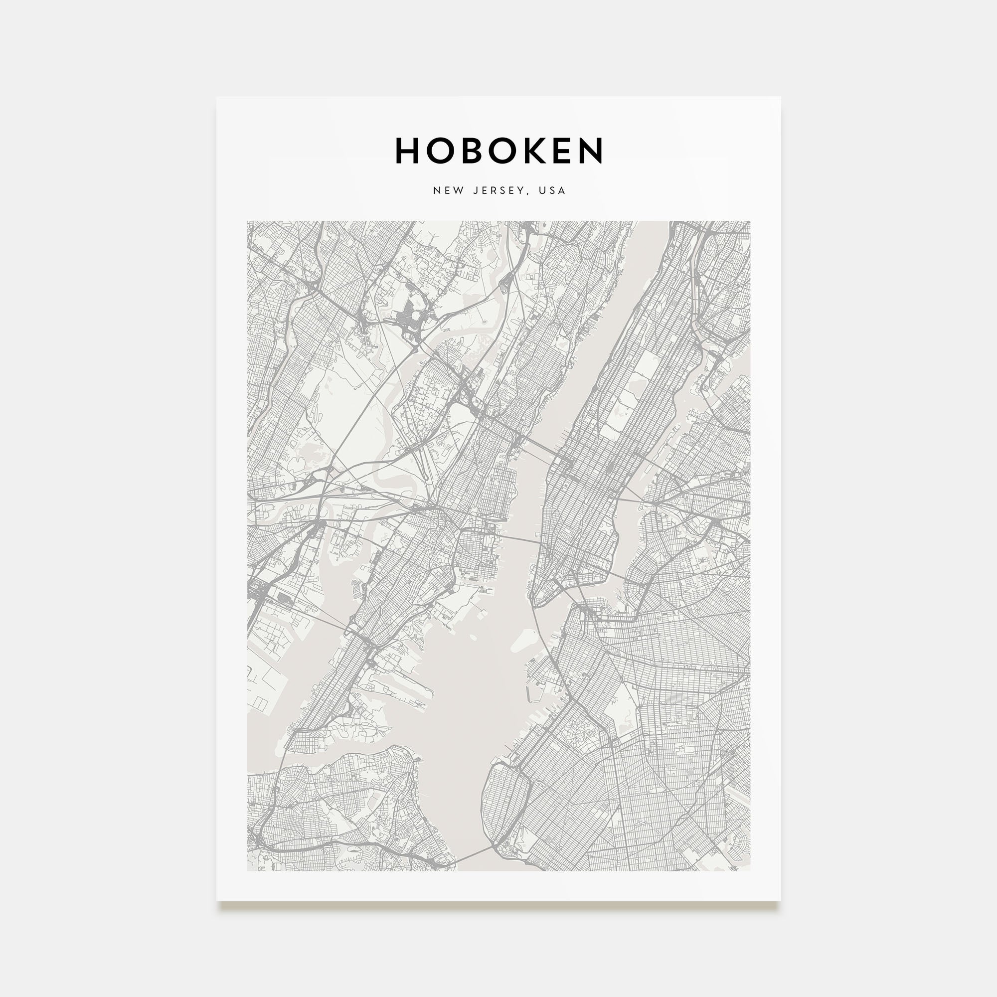 Hoboken Map Portrait Poster