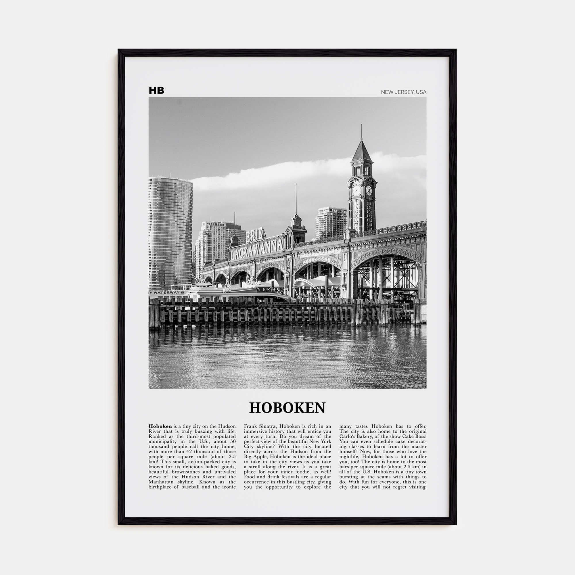 Hoboken Travel B&W No 2 Poster