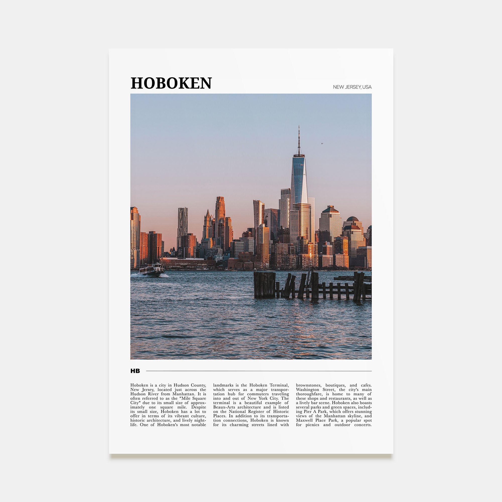 Hoboken Travel Color Poster