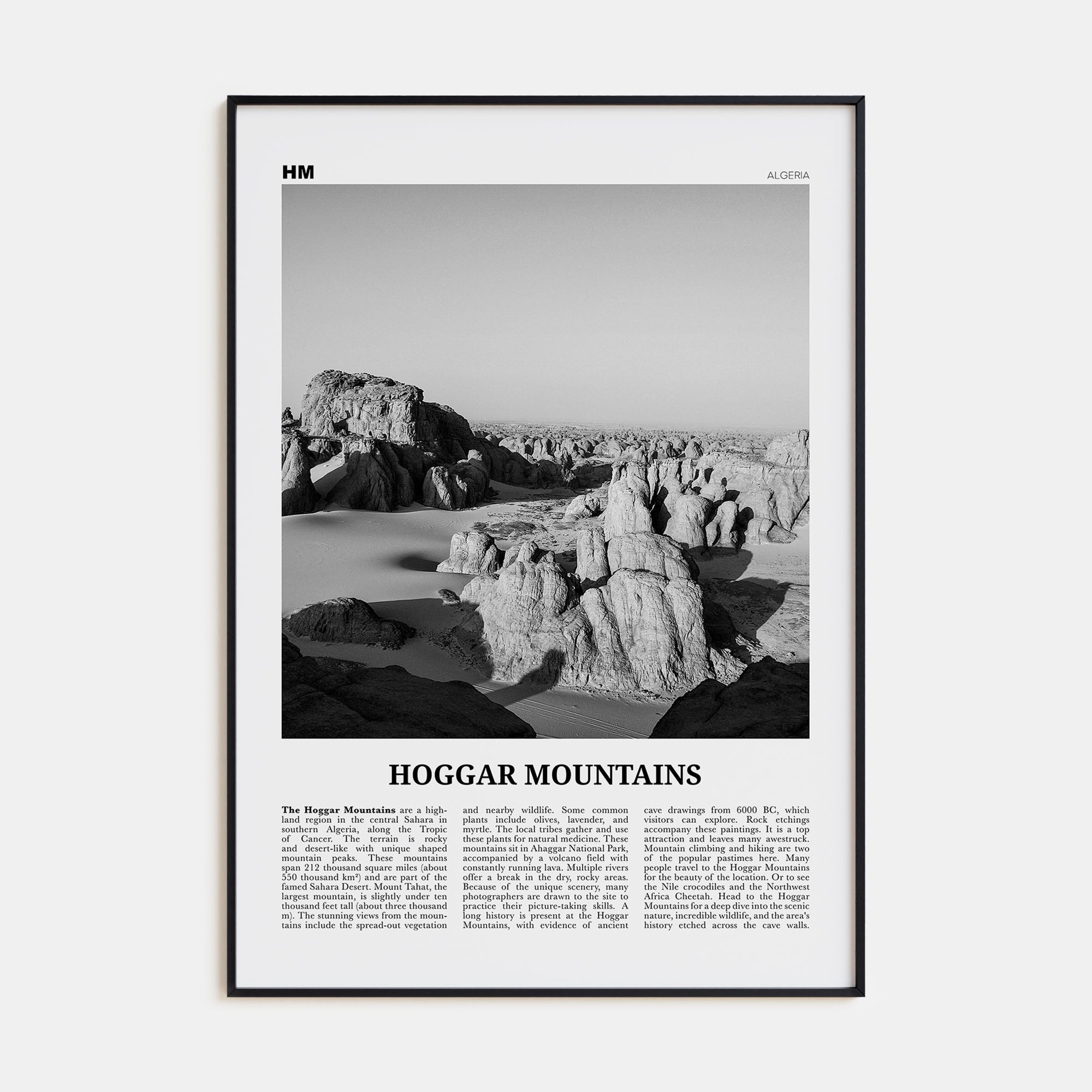 Hoggar Mountains Travel B&W Poster