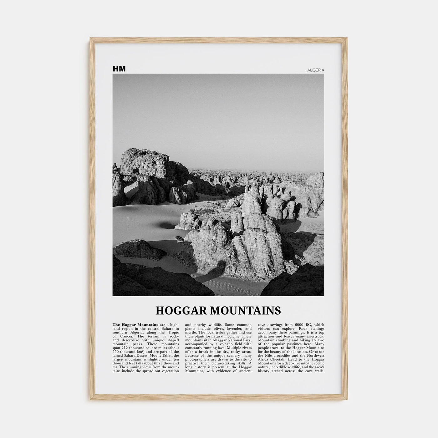 Hoggar Mountains Travel B&W Poster