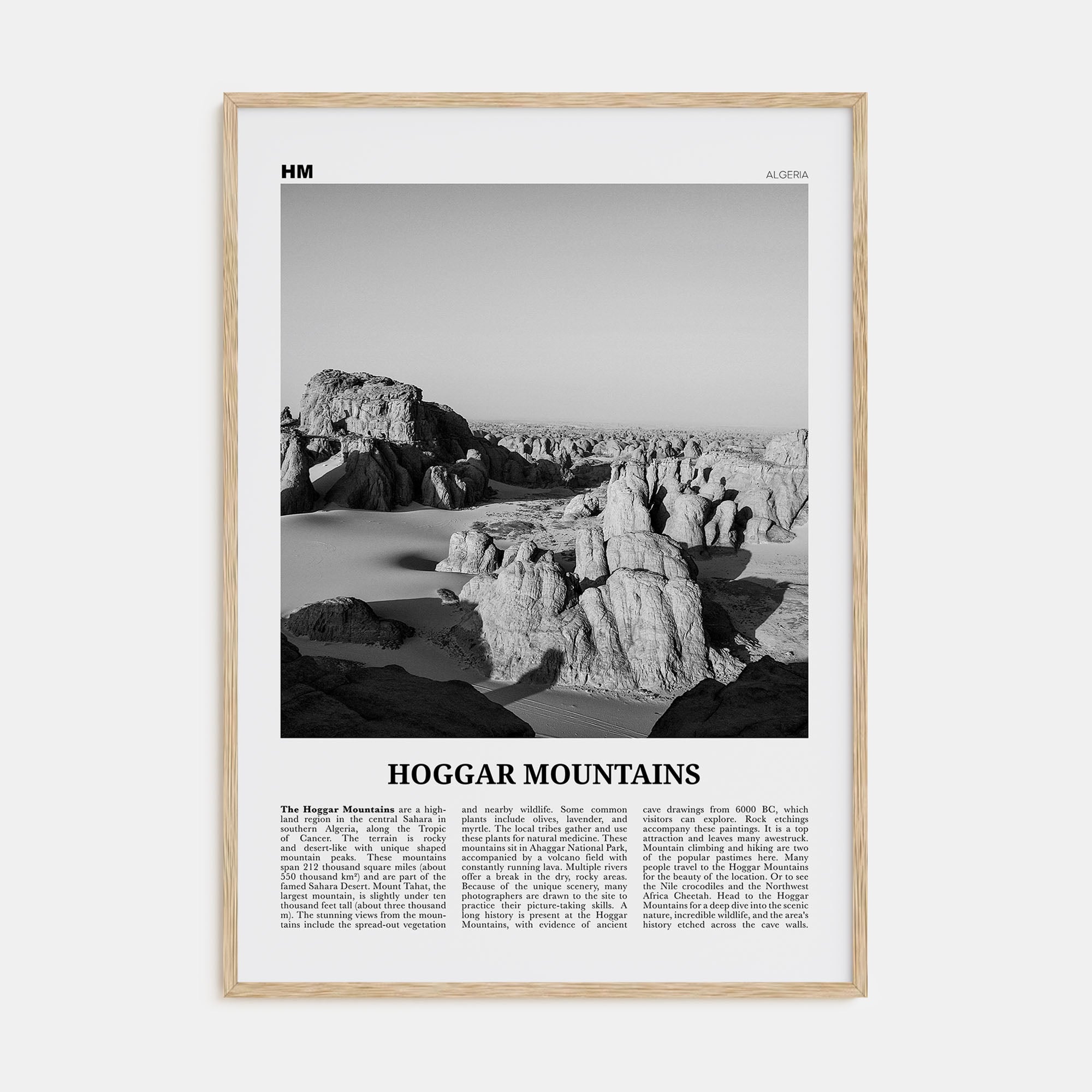 Hoggar Mountains Travel B&W Poster