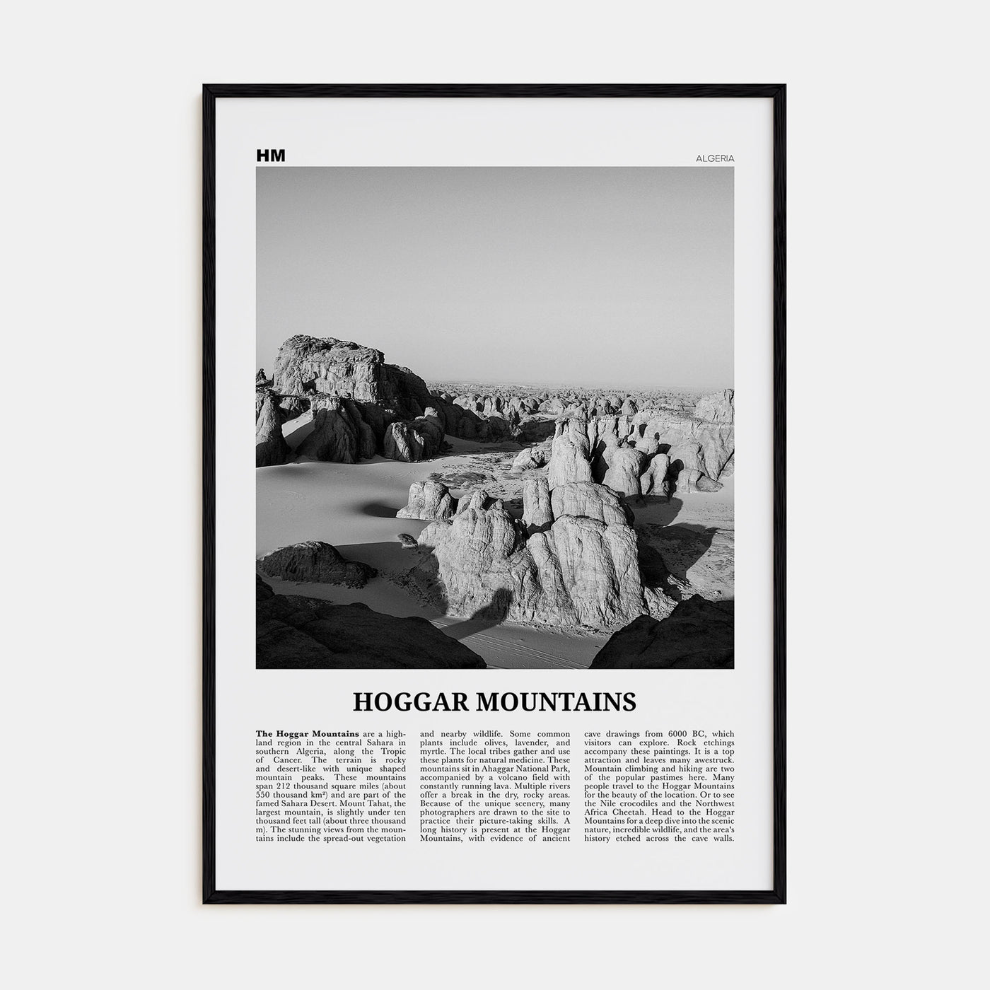 Hoggar Mountains Travel B&W Poster