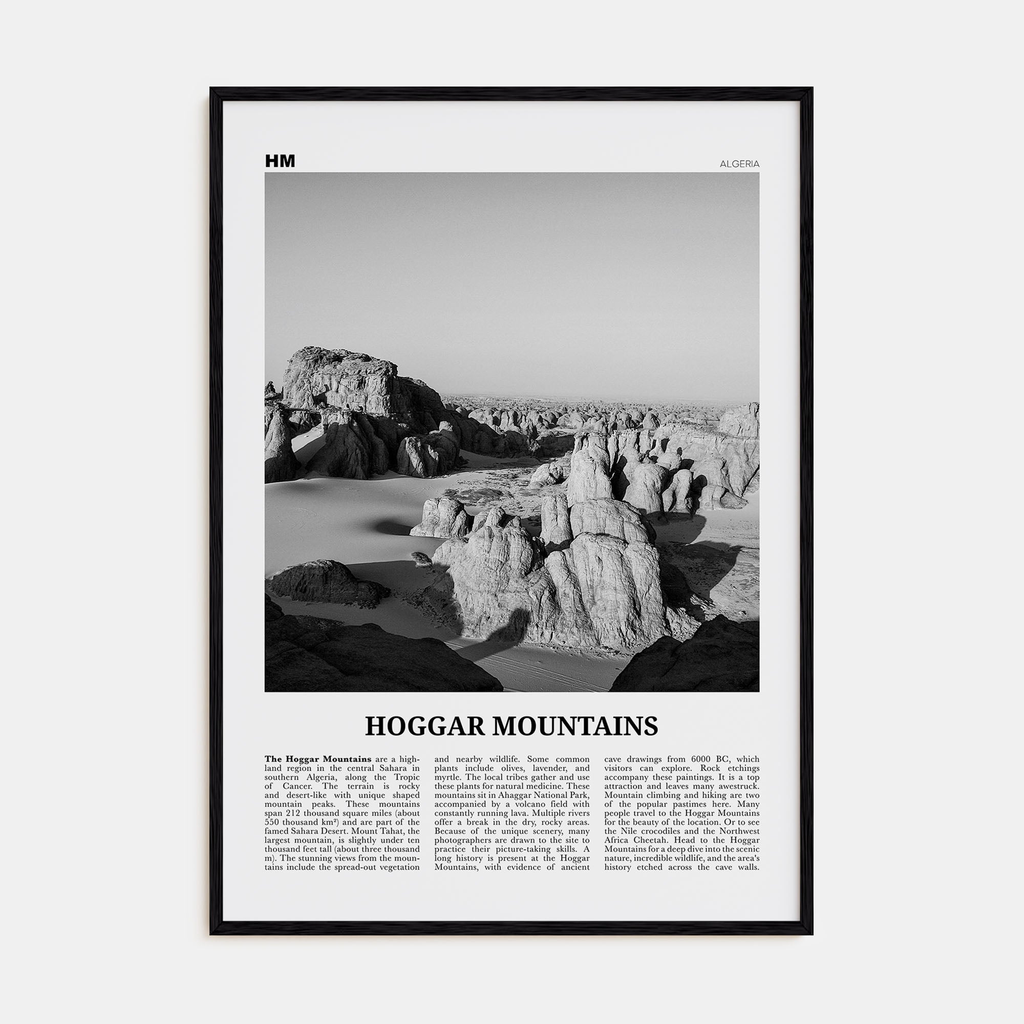 Hoggar Mountains Travel B&W Poster