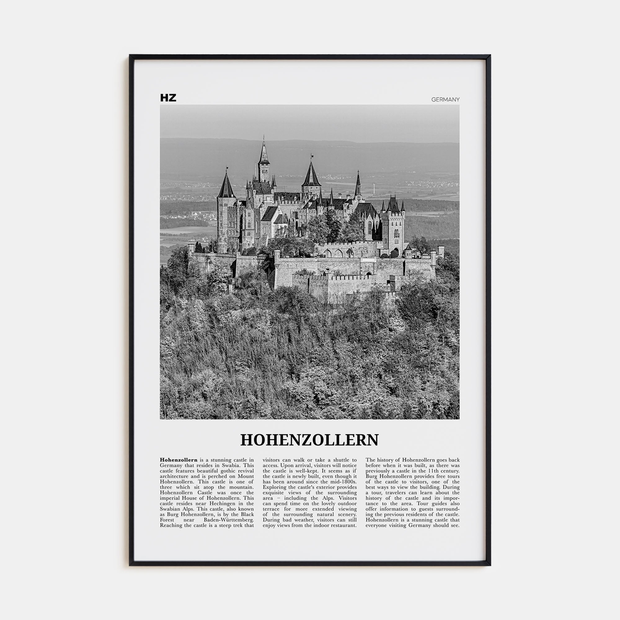 Hohenzollern Travel B&W Poster