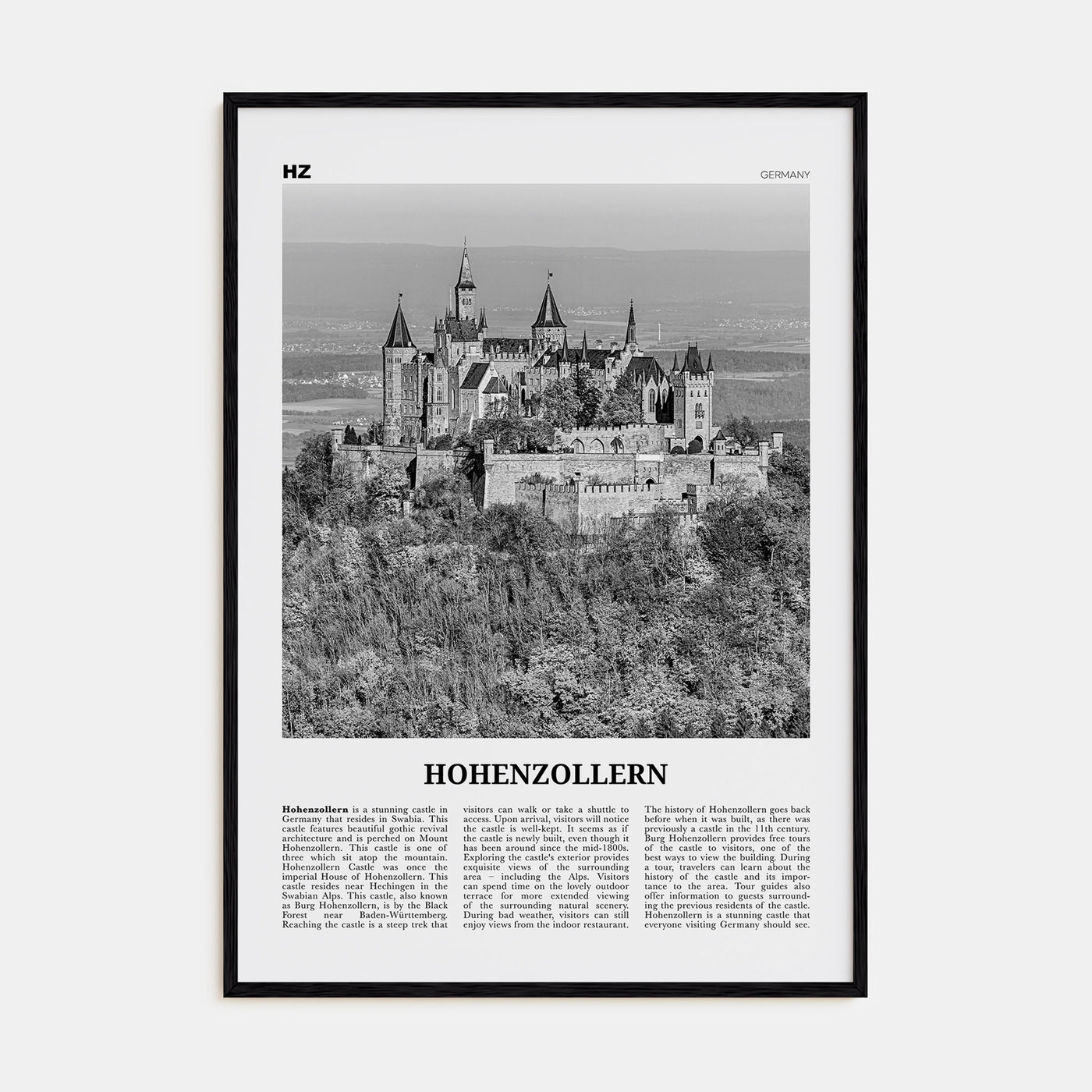 Hohenzollern Travel B&W Poster