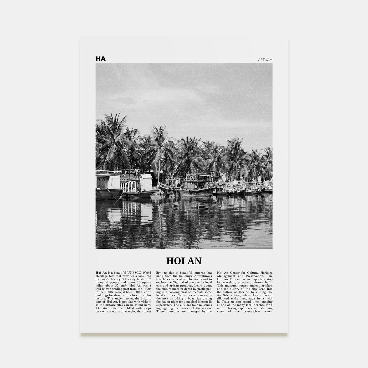 Hoi An Travel B&W Poster