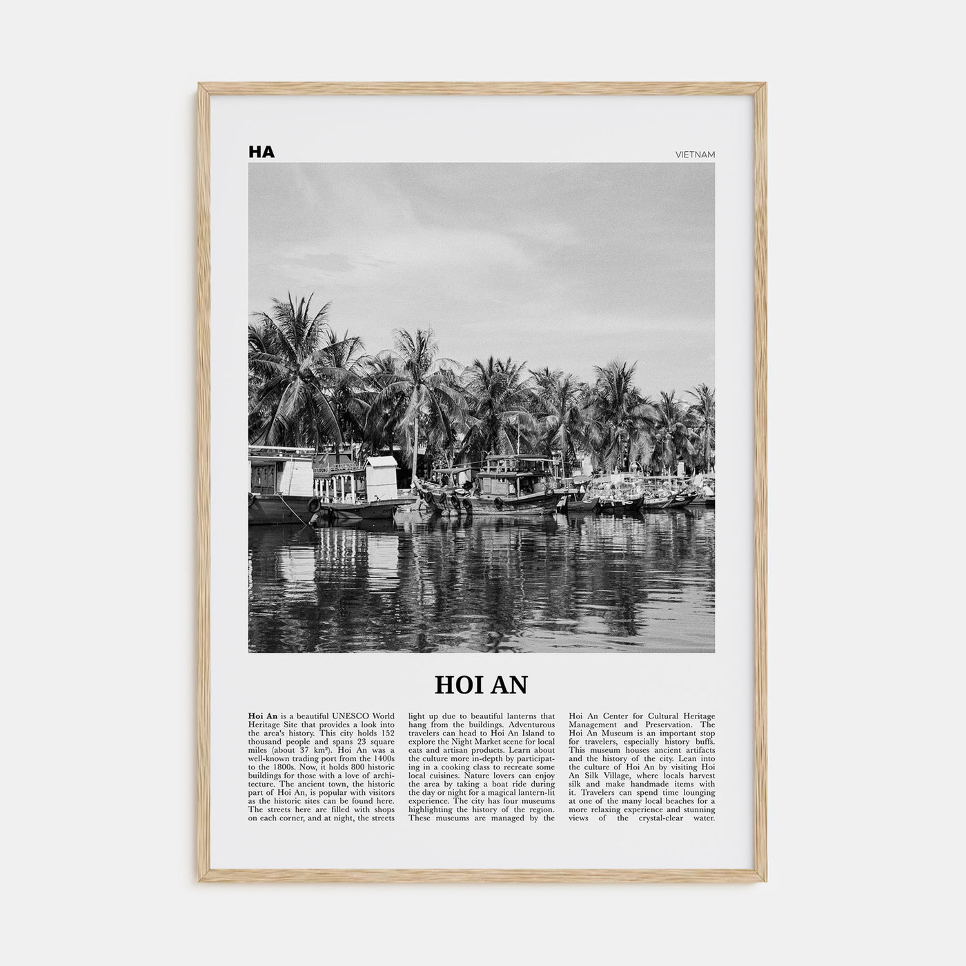 Hoi An Travel B&W Poster