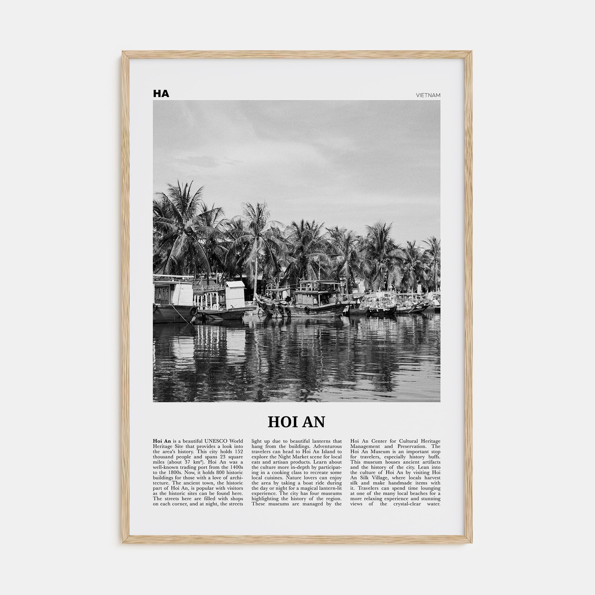 Hoi An Travel B&W Poster