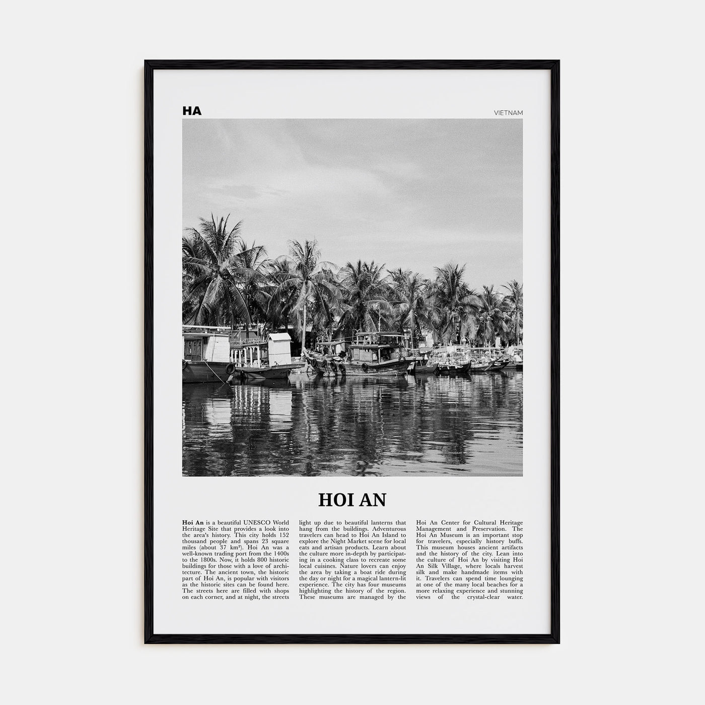 Hoi An Travel B&W Poster