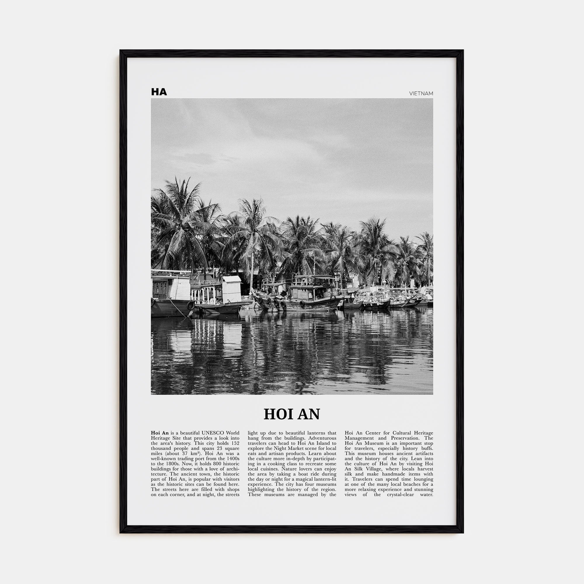 Hoi An Travel B&W Poster