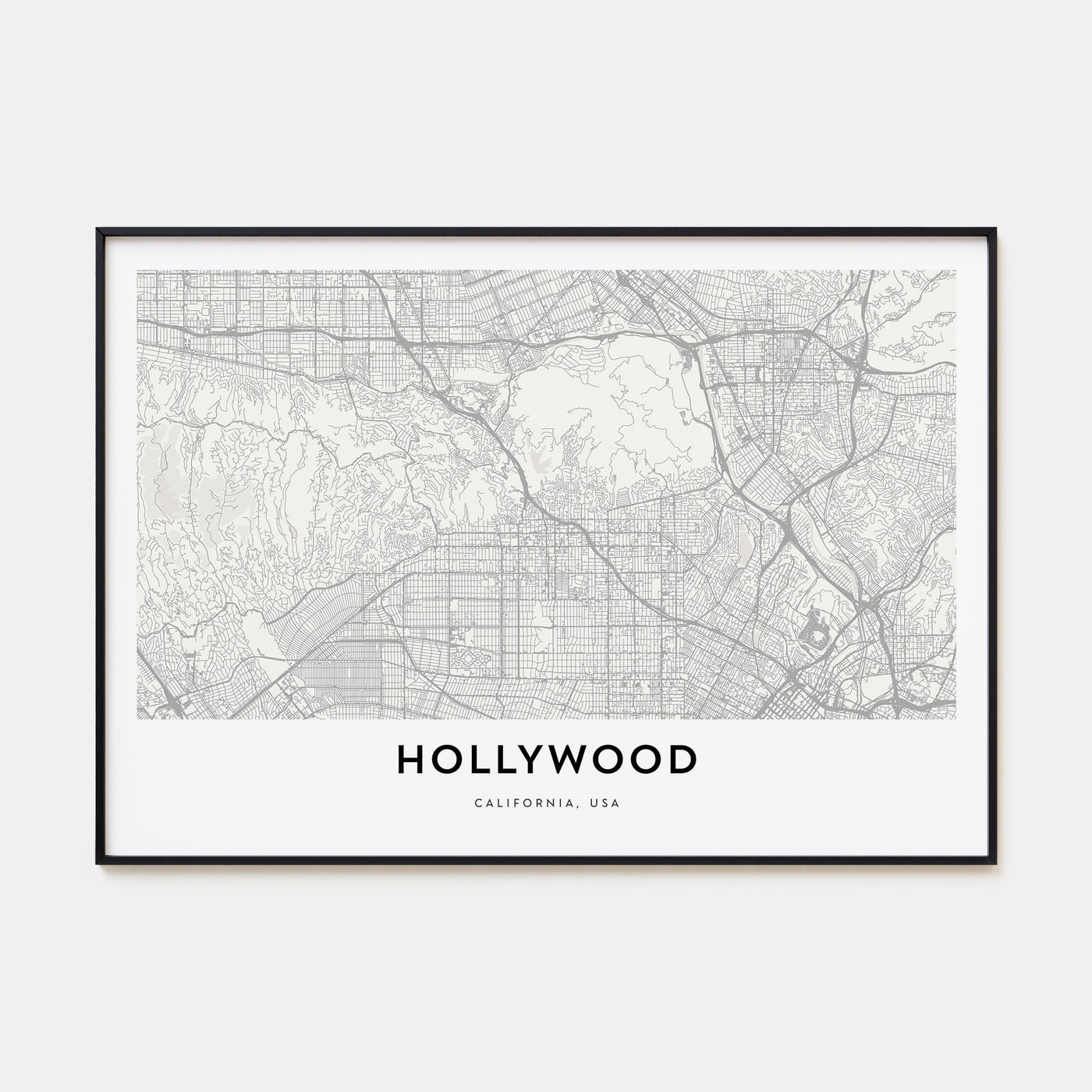Hollywood Map Landscape Poster