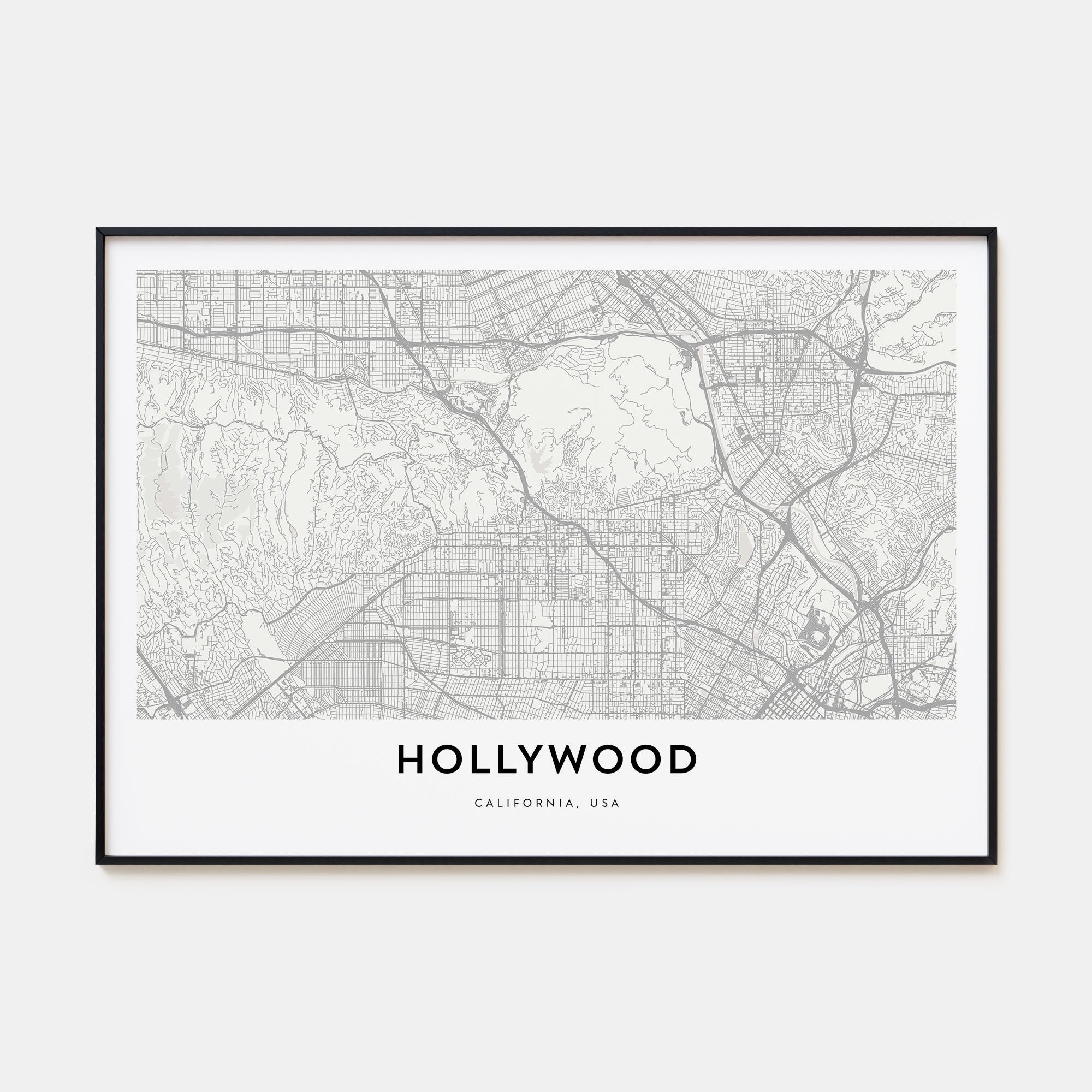 Hollywood Map Landscape Poster