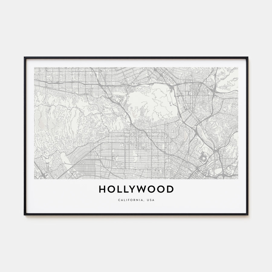 Hollywood Map Landscape Poster