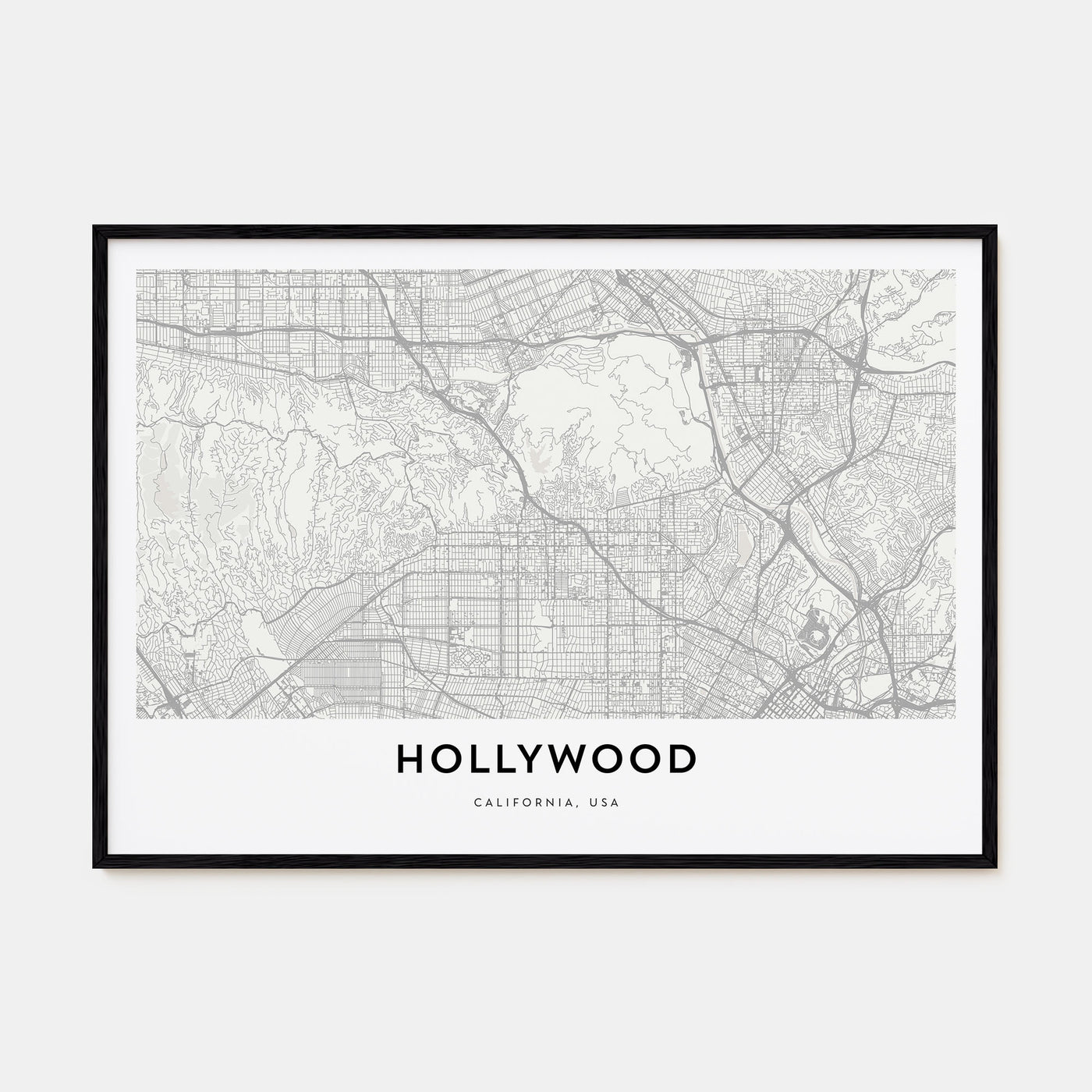 Hollywood Map Landscape Poster