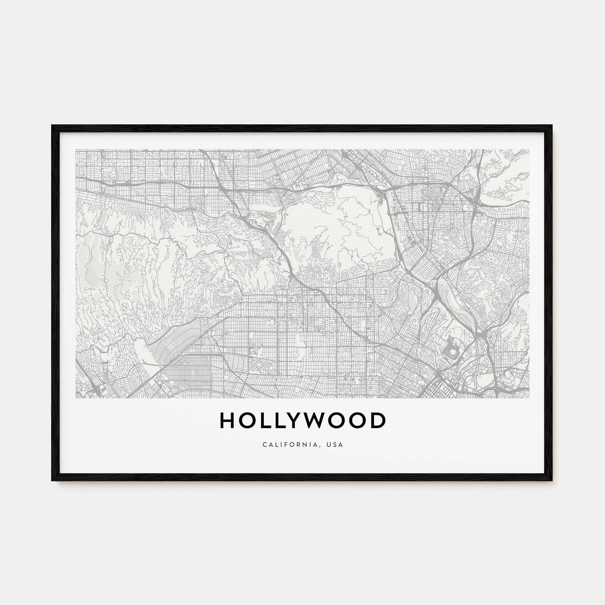 Hollywood Map Landscape Poster