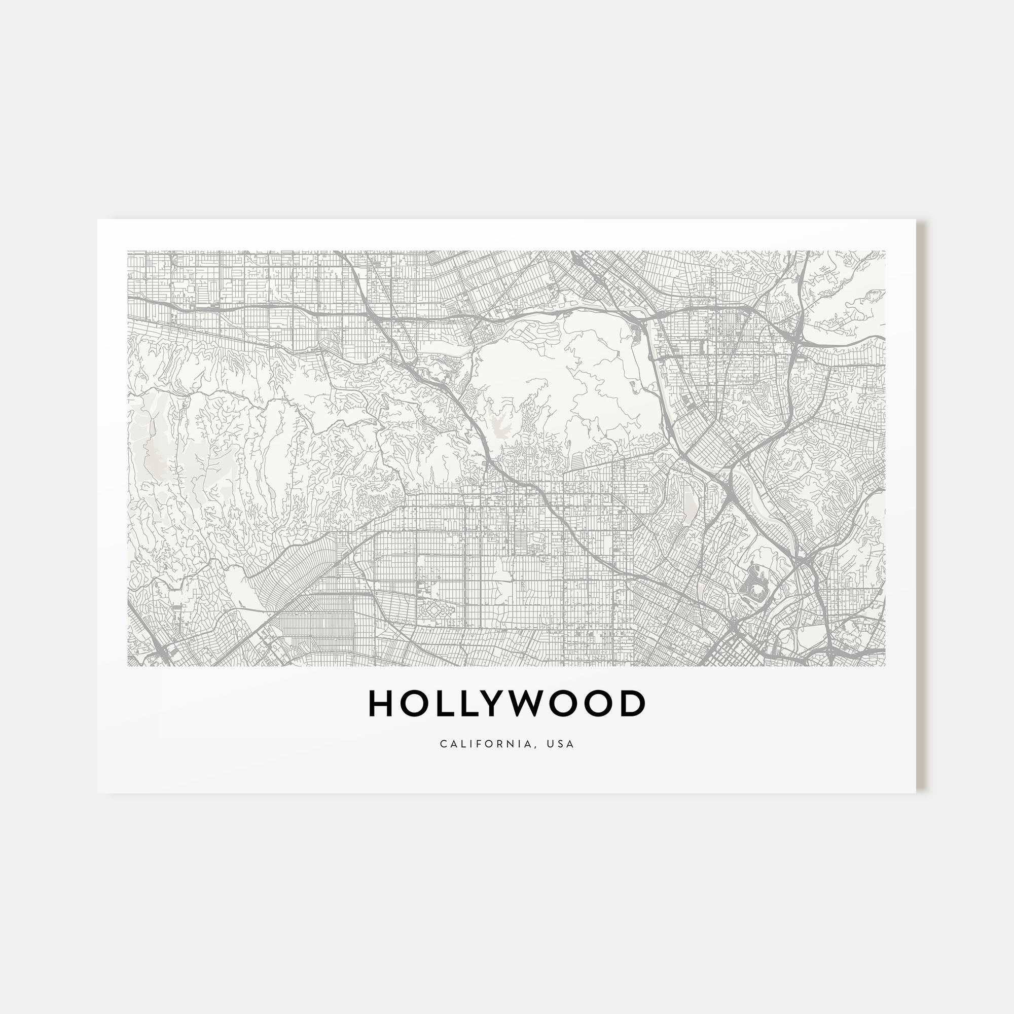 Hollywood Map Landscape Poster