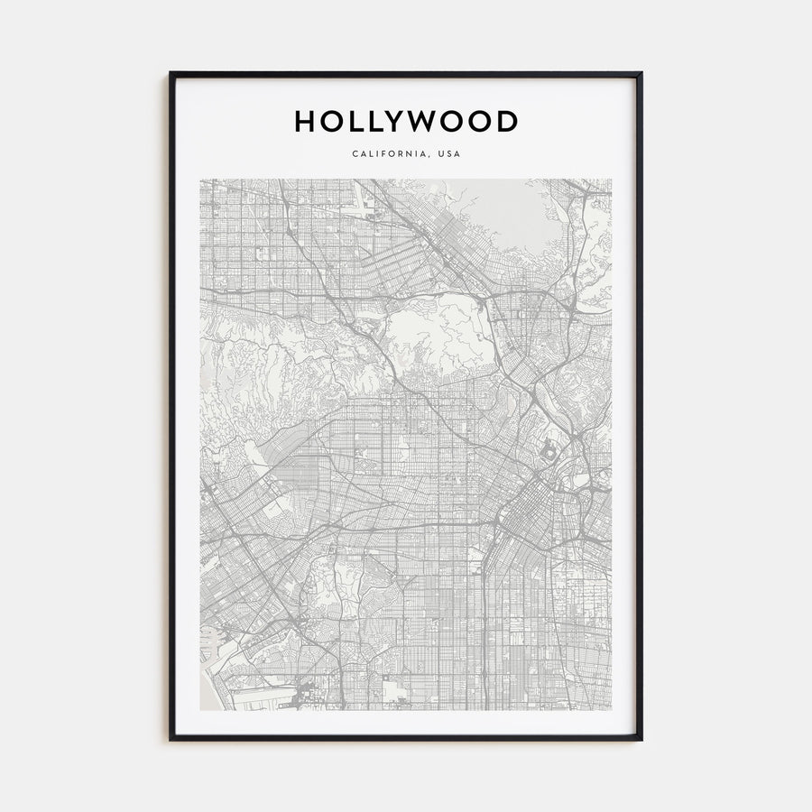 Hollywood Map Portrait Poster