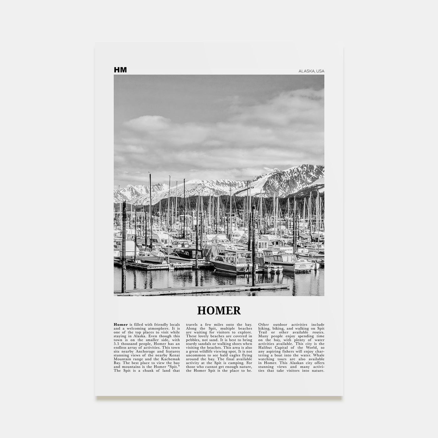 Homer Travel B&W Poster