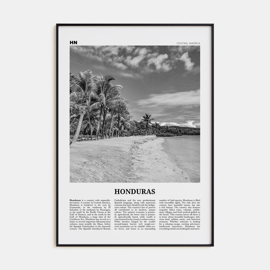 Honduras Travel B&W No 1 Poster