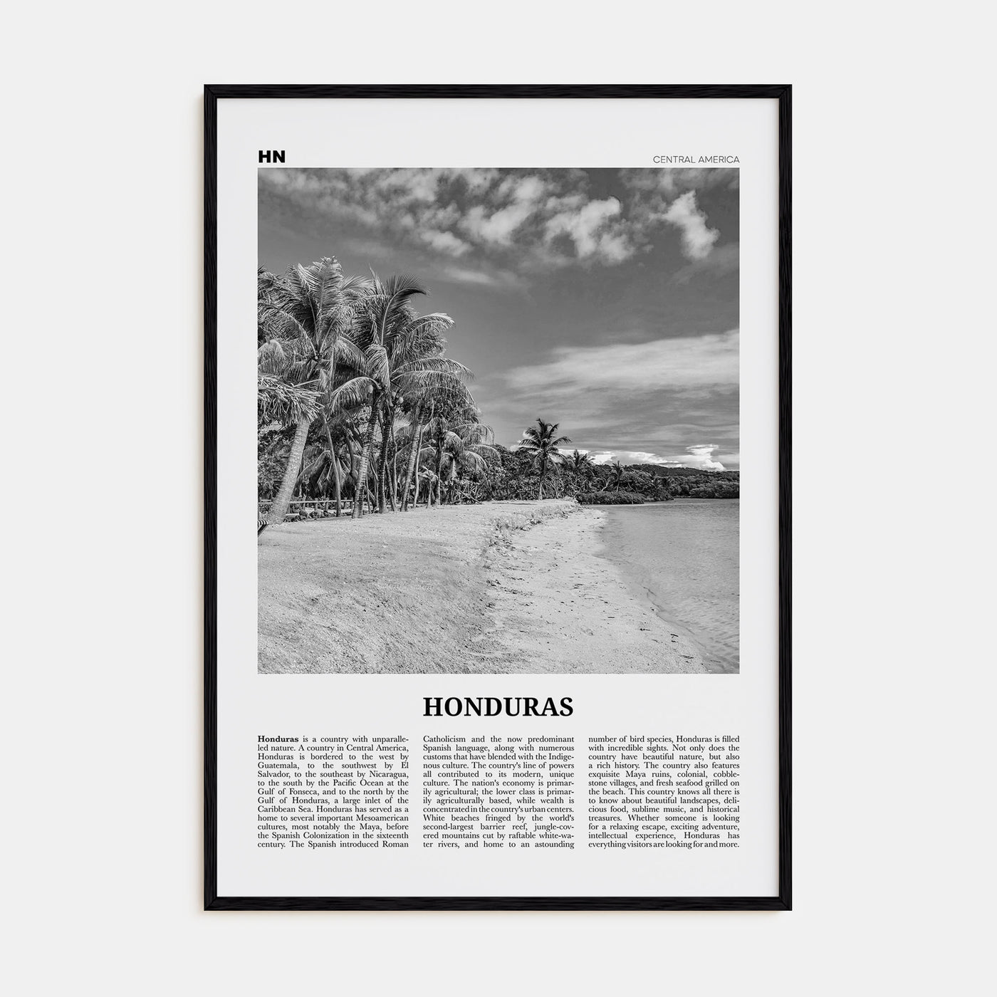 Honduras Travel B&W No 1 Poster