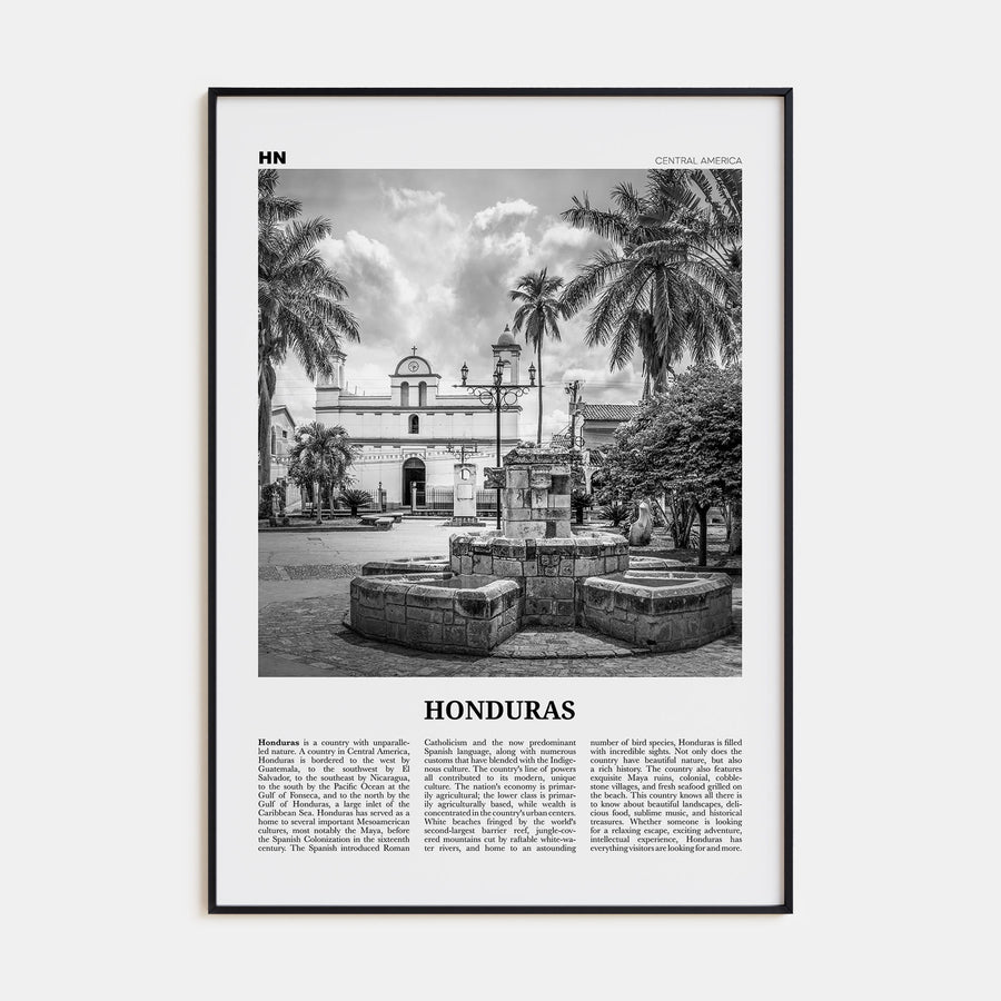 Honduras Travel B&W No 2 Poster